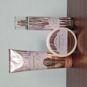 Bath & Body Works 3 Piece "CHAMPAGNE TOAST" Body Care Bundle Gift Set